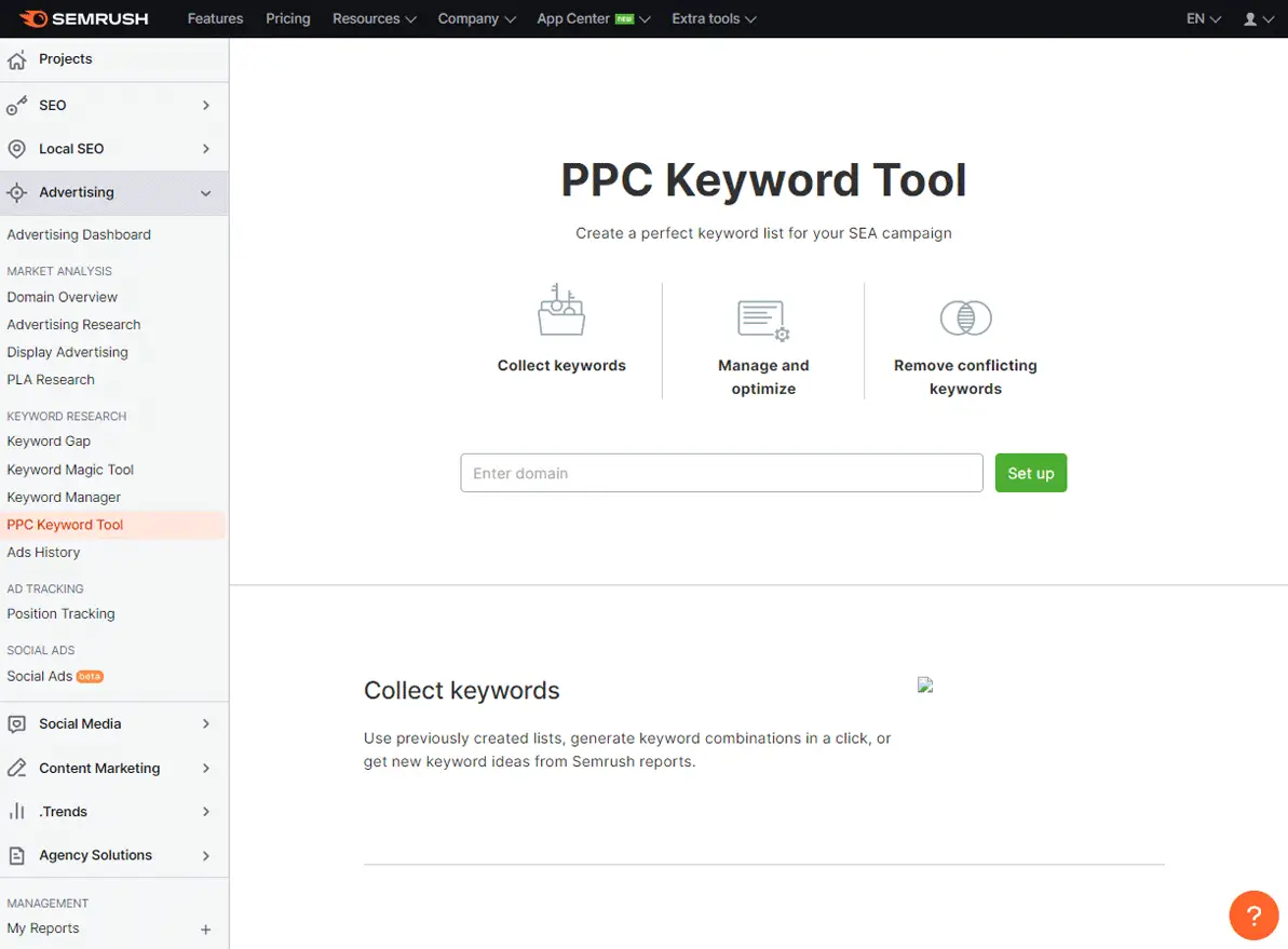 PPC Keyword Research Tool Dashboard
